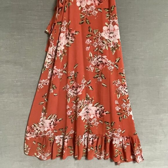 WAYF Dress Medium Nanette Floral True Wrap Cold Shoulder Beach Hawaii Cruise - Picture 9 of 13